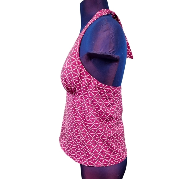 Lands' End Pink Geometric Halter Tankini Swimsuit Top Size 8 Women's - Picture 3 of 7